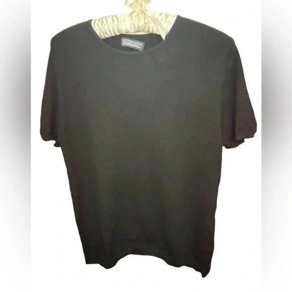 Lands End Classic Contemporary Cashmere Short sleeve Sweater Black Luxury - Picture 1 of 10